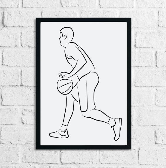 Basketball Star Line Art Home Decor Print