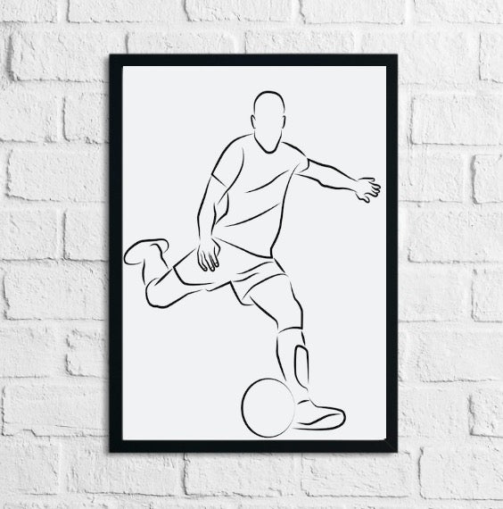Football Soccer Star Line Art Home Decor Print