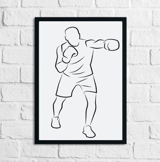 Boxing Boxer Line Art Home Decor Print