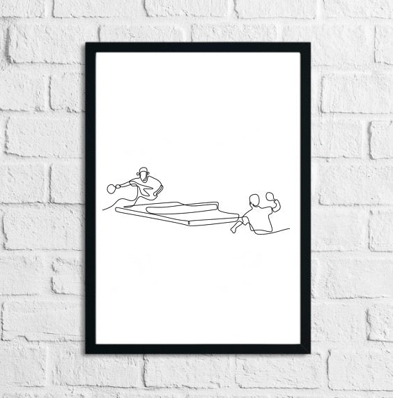 Table Tennis Continuous Line Drawing Home Decor Print