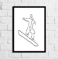 Snowboarding Adventure Hand Drawn Sketch Home Decor Print Active Lifestyle Wall Art