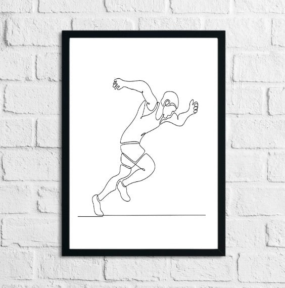 Continuous Line Drawing Runner Vector Illustration Home Decor Print