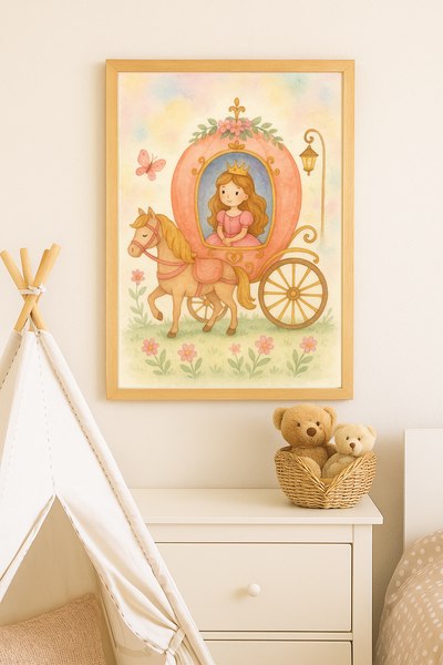 Princess Carriage Ride – Fairytale Wall Art for Girls’ Bedroom