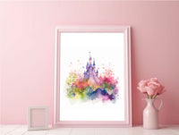 Watercolour Princess Castle Fairytale Children's Bedroom Room Wall Decor Print