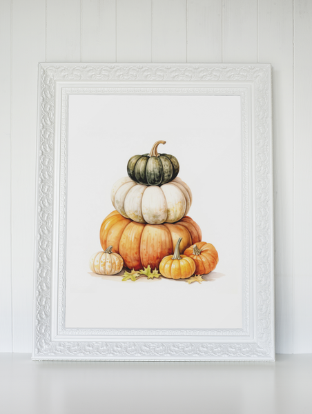 Watercolour Pumpkin Tier Autumn 2023 Seasonal Wall Home Decor Print