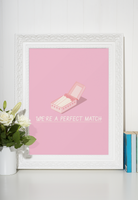 Were A Perfect Match Valentine's Day Home Wall Decor Print