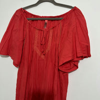 Evans Ladies Top  T-Shirt Red Size 16 Viscose  Short Sleeve