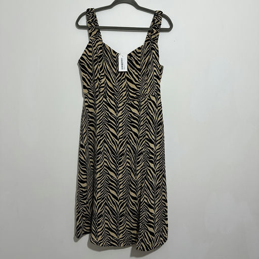 Dorothy Perkins Black Slip Dress Size 16 Midi Zebra Stretch Polyester