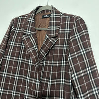 Heartbreak Ladies Brown Check Blazer Jacket Size 10 Cotton Blend Oversized