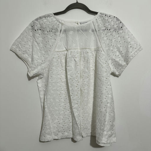 Next Ladies Top  Casual White Size 16 100% Cotton  Short Sleeve