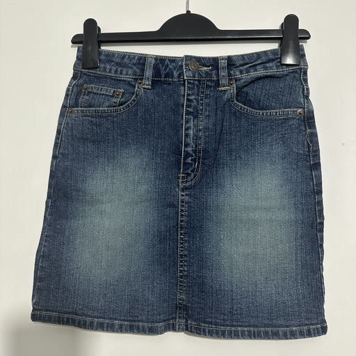 Topshop Blue Mini Skirt Size 8 Cotton Blend Short Denim