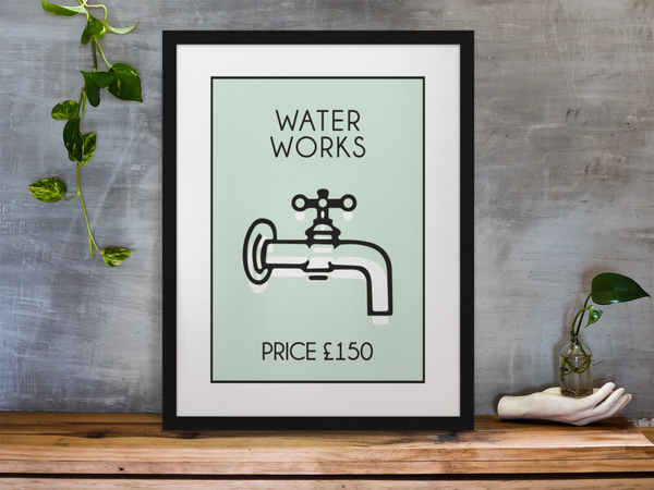 Waterworks Water Works Game Funny Bathroom Wall Decor Print