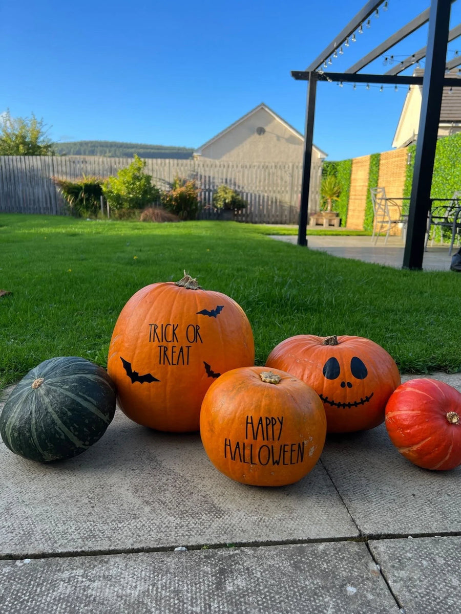 Sets Of 3/4 Black Assorted Font Or Face Halloween Pumpkin Window Door