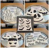 Set Of 4 Black Assorted Font & Face Halloween Pumpkin Window Door Halloween Sticker Labels