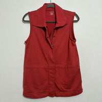 Lands End Red Cotton Blend Sleeveless Zip Popper Jacket Size S Small