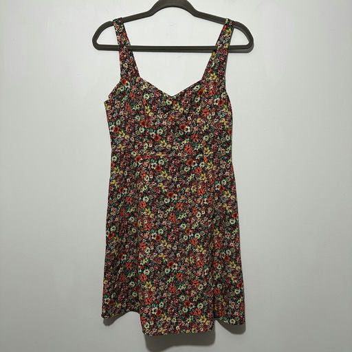 Topshop Ladies Dress Fit & Flare Multicoloured Size 10 Polyester Short Floral