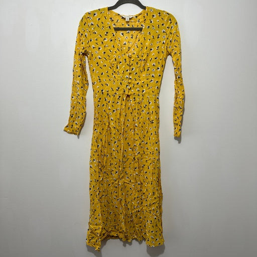 Miss Selfridge Ladies Cardigan kimono top Yellow Size 4 Viscose V-Neck Floral