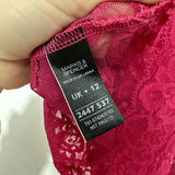 M&S Ladies Tank Top  Pink Size 12 Polyamide Sleeveless Lace Sheer