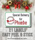 Sheet Of 21 Personalised Name North Pole Express Delivery Christmas Present Stickers Gift Labels Christmas stickers