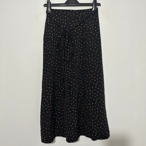 Topshop Ladies Skirt A-Line Black Size 6 Polyester Midi Polka Dot