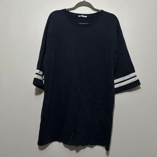 Zara Ladies  T-Shirt Dress Blue Size L Large Cotton Blend Short Navy