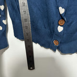Joe Browns Ladies  Cardigan Blue Size 14 100% Cotton Collared Fox Heart Print