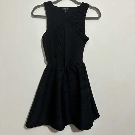 Topshop Ladies Dress Mini Black Size 6 Polyester Short Side Zip