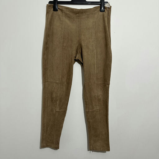 Zara Brown Ankle Trousers Size L Polyester Suede