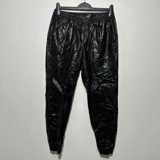 Zara Ladies Trousers Ankle Black Size M Medium Viscose Leather Look Cuffed