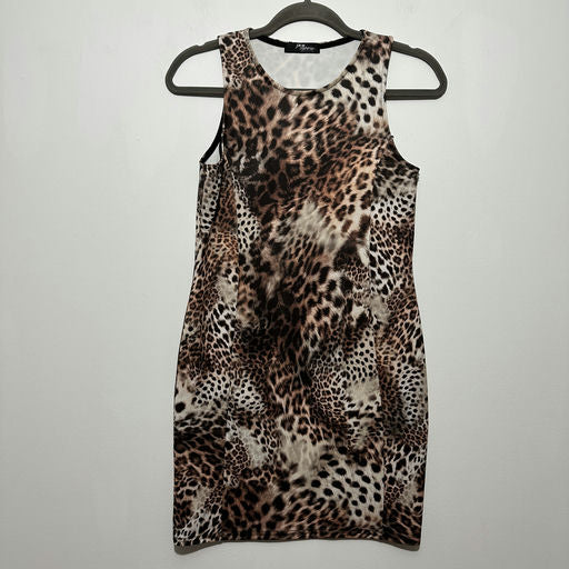 Jane Norman Ladies Dress Bodycon Brown Size 12 Polyester Short Animal Print