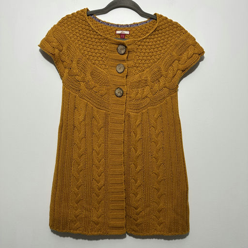 Joe Browns Ladies  Cardigan Orange Size 10 100% Acrylic High Neck Mustard Knitte