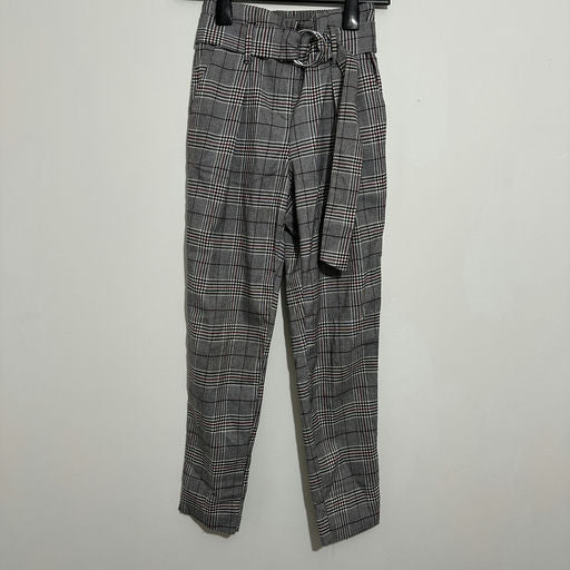 River Island Ladies Trousers Paperbag Grey Size 6 Polyester Tartan Check
