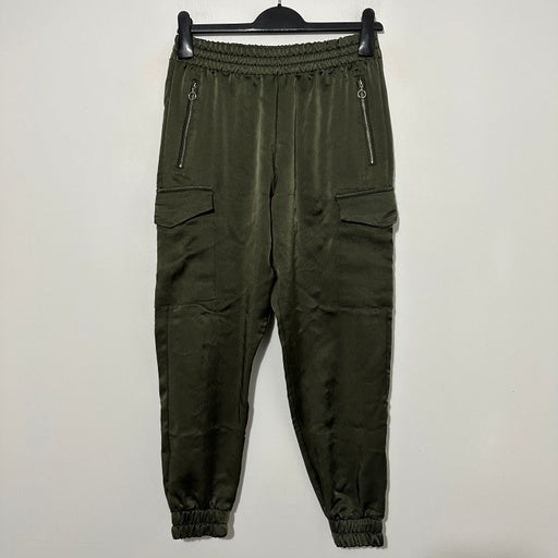 Zara Ladies Trousers Ankle Green Size XS X-Small Viscose Cuffed Cargo