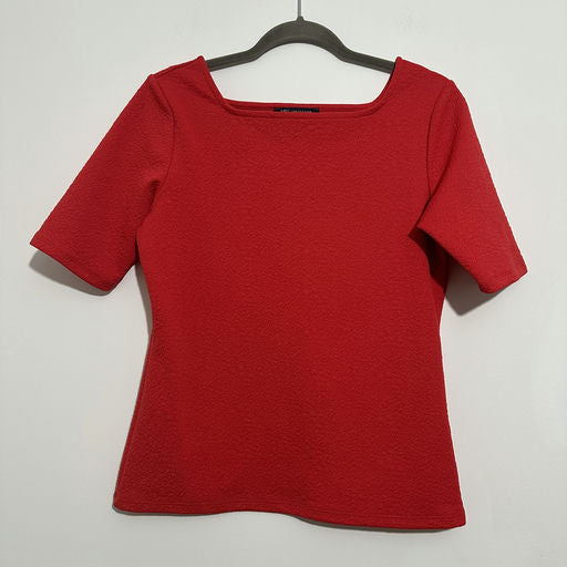 M&S Red Casual Top Size 12 Short Sleeve Polyester