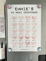 Personalised A4 Any Name 20 Week Marble Heart Countdown Weight Loss Chart Tracker Print - Laminated With Drywipe Pen