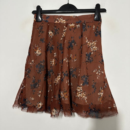 Topshop Ladies Skirt Mini Brown Size 8 Polyester Short Floral