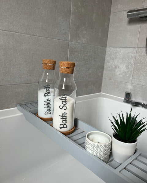500ml and 1L Engraved Personalised Storage Bottles With Cork Lids Glass  Laundry Bottles Laundry Storage Jars 
