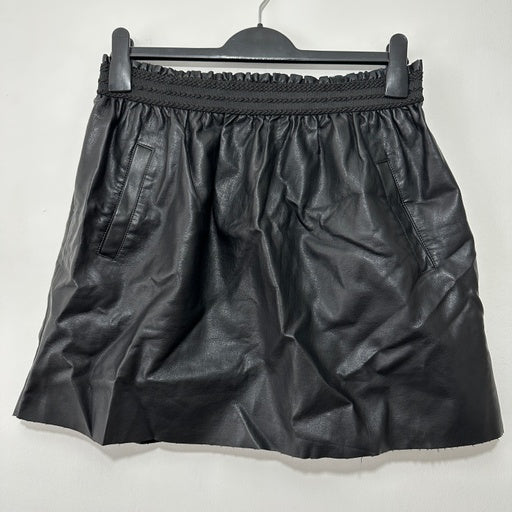 Zara Ladies Skirt Mini Black Size L Large Polyurethane Short Faux Leather Elasti