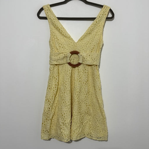 Topshop Ladies Dress A-Line Yellow Size 6 Cashmere Blend Short Belted