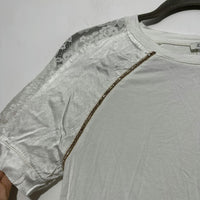 River Island Ladies T-Shirt Top  White Size 8 Cotton Blend Short Sleeve
