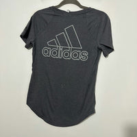 Adidas Grey Size 6 Polyester Ladies Activewear T-Shirt Short Sleeve Workout Top