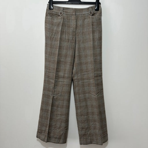Oasis Ladies Trousers Dress Pants Brown Size 10 Wool Blend Checked