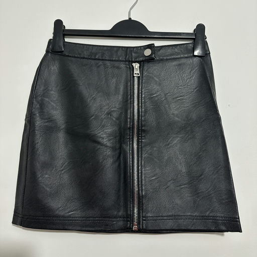 Topshop Black Mini Skirt Size 10 Polyester Short Zip Ladies