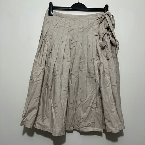 Next Ladies Skirt Wrap Beige Size 12 100% Cotton Knee Length Tie