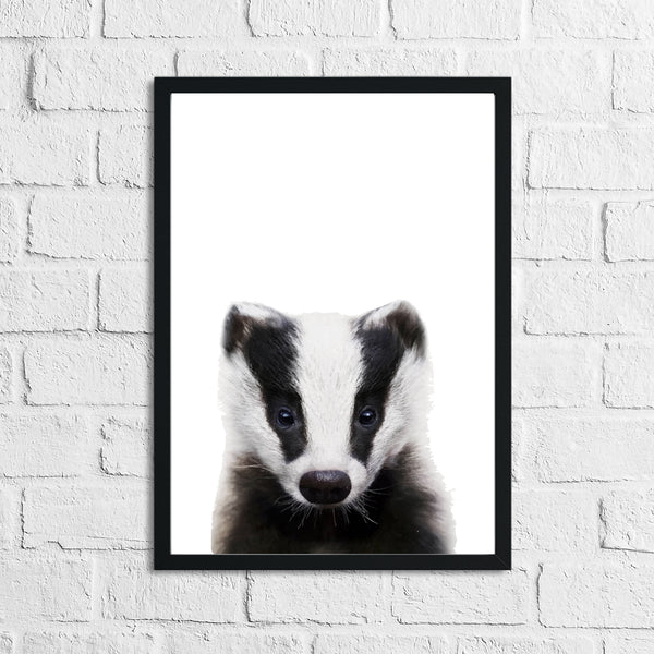 Badger Animal Woodlands Nursery Children's Room Wall Decor Print