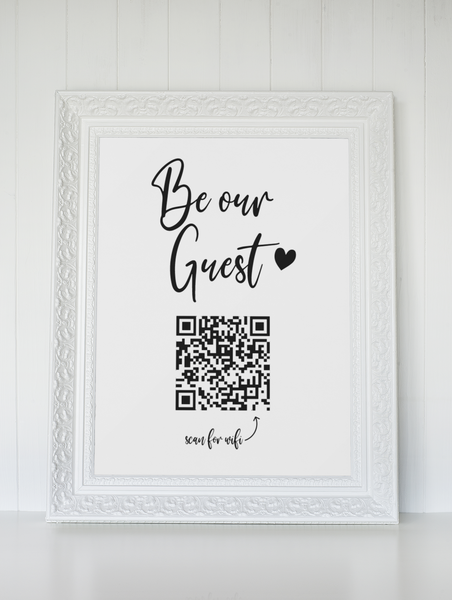 Be Our Guest Heart Wifi QR Scan Home Wall Decor Print