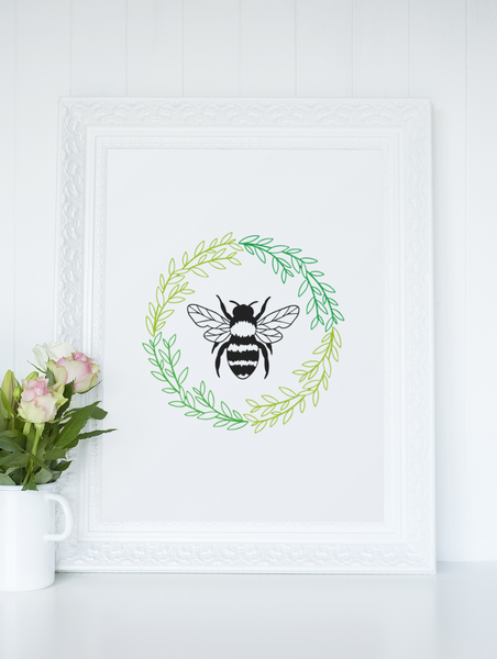 Bee Wreath Bumble Bee 2022 Simple Bedroom Dressing Room Home Wall Decor Print
