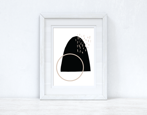 Beige & Black Abstract 1 Colour Shapes Home Wall Decor Print