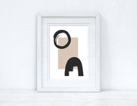 Beige & Black Abstract 2 Colour Shapes Home Wall Decor Print