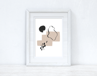 Beige & Black Abstract 3 Colour Shapes Home Wall Decor Print